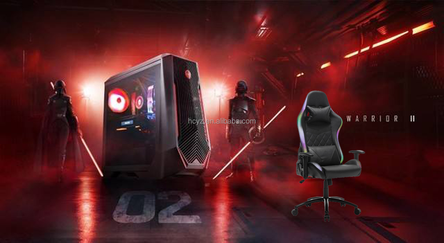 Y-SEATER Executive Chair RGB LED Light PU Leather Racing Gamer Chair with Gaming Lamp