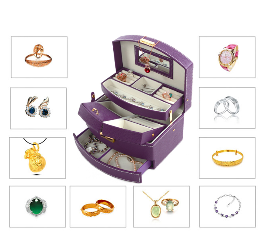 Portable Two Layer Jewelry Box Organizer With Lock Multifunction Jewellery Storage Box