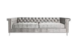 China modern solid wood grey velvet fabric upholstery 2 seat sofa tufted design metal leg lounge for wedding event furniture wholesale