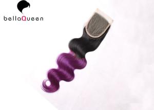 China Ombre Body Wave Human Hair Natural Hair Closure Body wave 1b+ Purple wholesale
