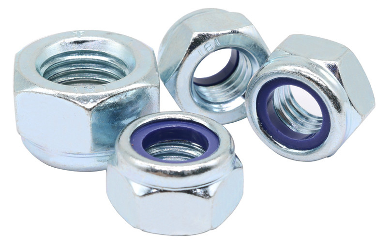 Factory Supply DIN985 Zinc Plated Steel Blue Nylon-Inserts Locknuts