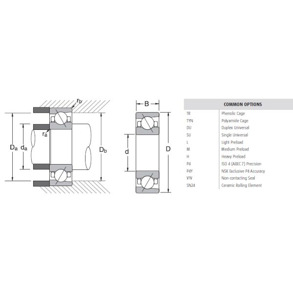 7026 AC high precision ball bearing 130*200*33 mm Milling spindle