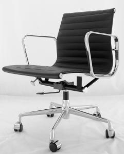 China Conference Mid Back Ribbed Leather Aluminum Alloy Frame Office Chair wholesale