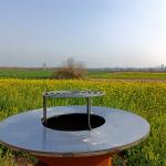Outdoor Weathered Corten Metal Fire Pit With Grill Table BBQ Charcoal Grill CE