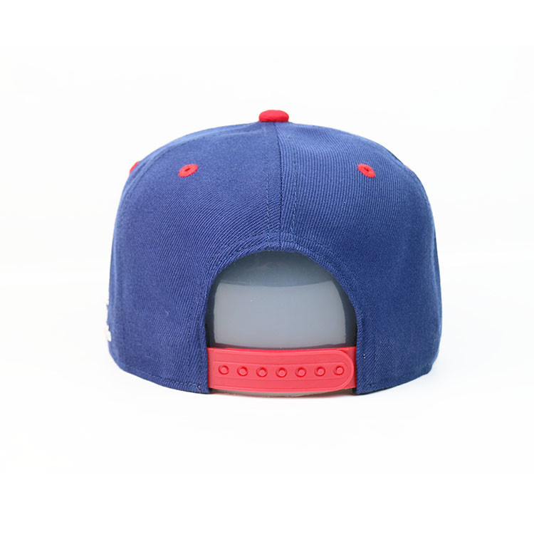 Customized Black 6 Panel Wool Snapback Caps 3D Rubber Printed Logo