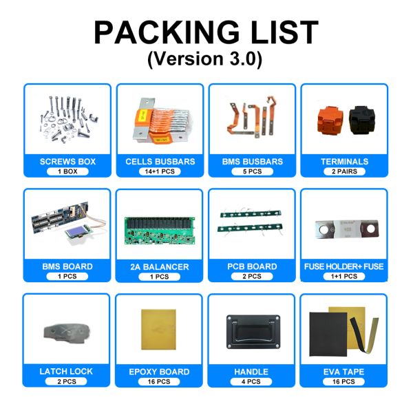 EU Stock Seplos 48V 280Ah/314Ah DIY Lithium LiFePO4 Battery Kits V3.0 Standing case for Home Solar