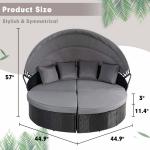 Modern Hotel Outdoor Furniture Patio Rattan Round Flip Top Daybed With Canopy