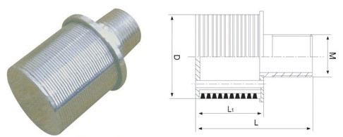 316L Stainless Steel Nozzles DN 45mm M24 Threaded For Water Treatment