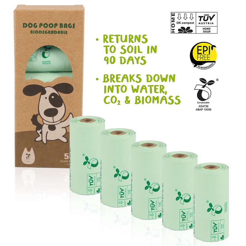 Customized Logo Biodegradable Cornstarch PBAT PLA Bag for Pet Poop at Exhibition Hall