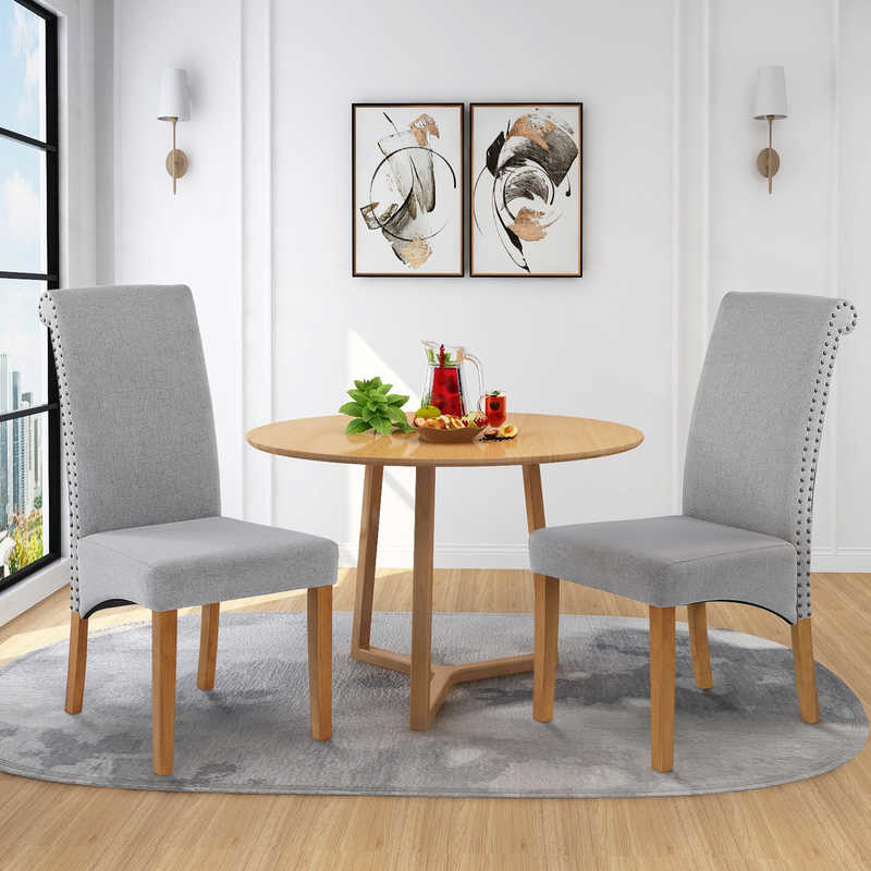 L17.5 inch Gray Padded Side Chair / High Back Fabric Dining Chair 300lb