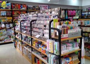 China Various Color Metal Shelving Units With Wood Shelves Convenience Store Use wholesale