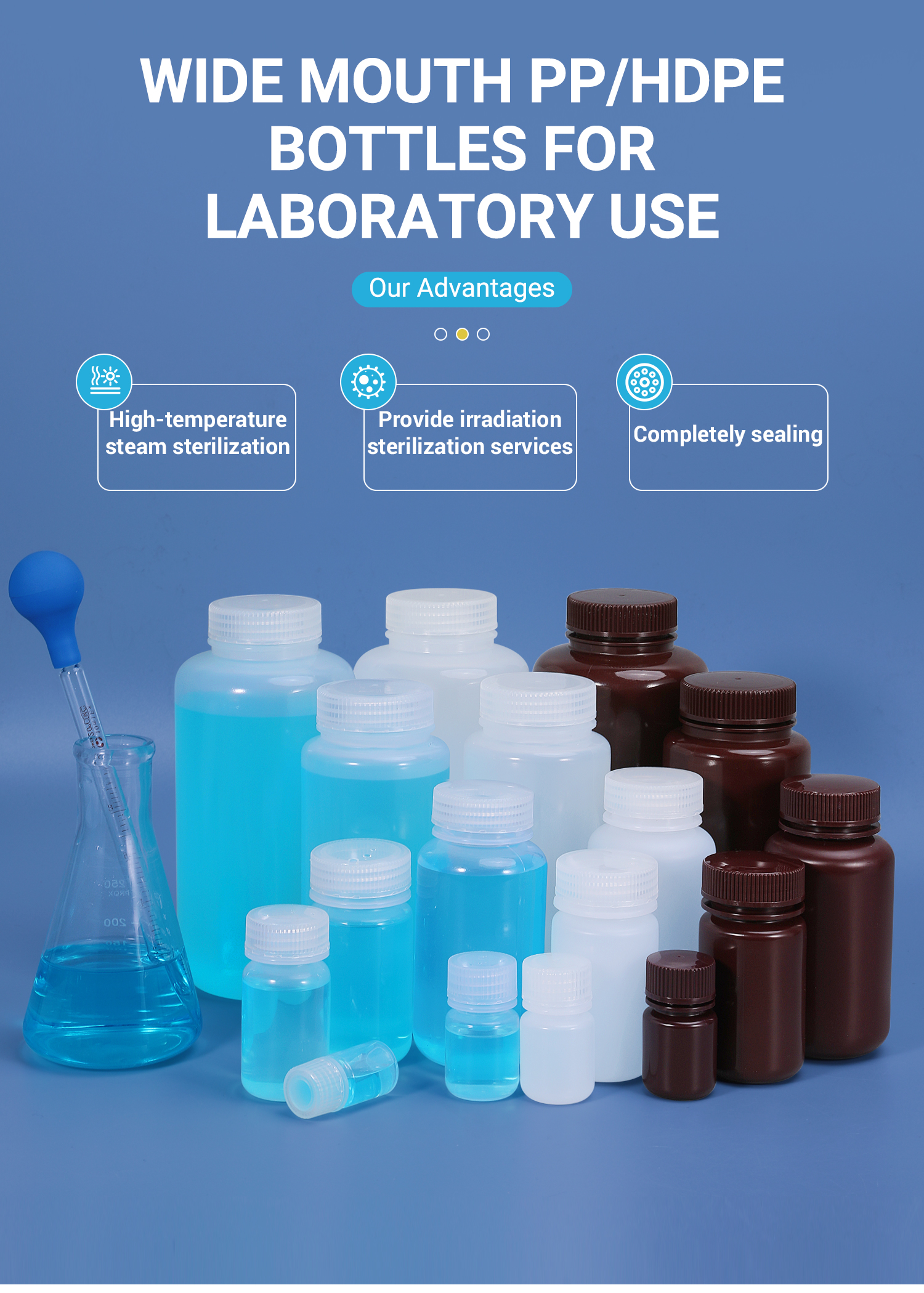 15ml UMETASS PP Leakproof Transparent Brown Plastic Reagent Bottle Customized