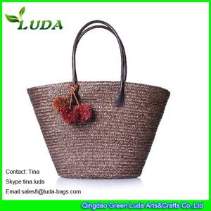 China LUDA chocalet straw handbags women tote wheat straw beach bags wholesale