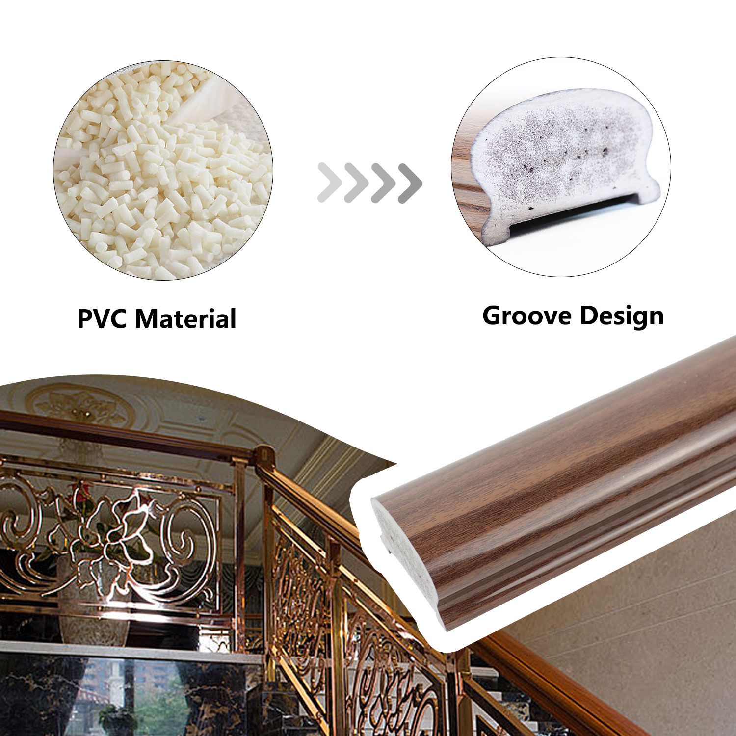 SO745 Horseshoe Design PVC Plastic Handrail for Stair Railings/Handrails Item NO. SO745