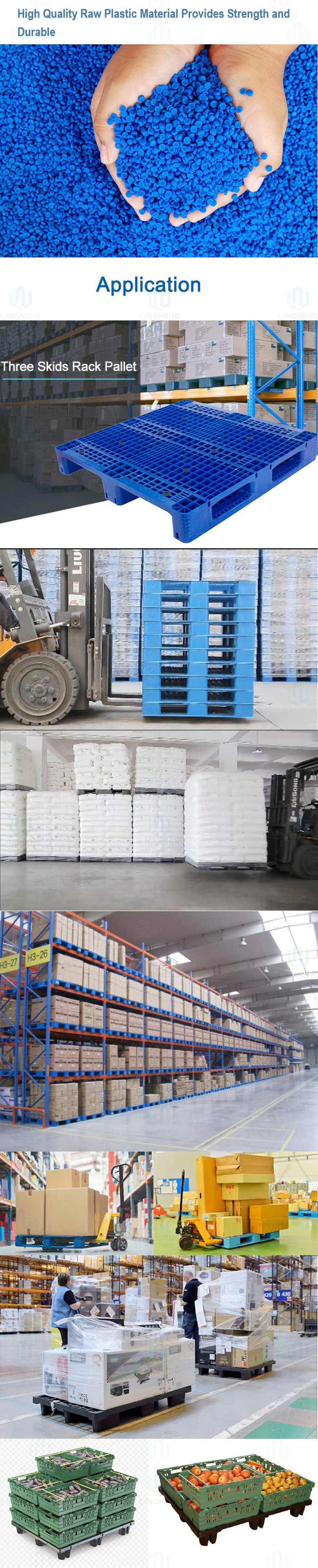 1100 X 1100 Heavy Duty Plastic Pallet Two Way Entry Euro Warehouse Plastic Forklift Pallets