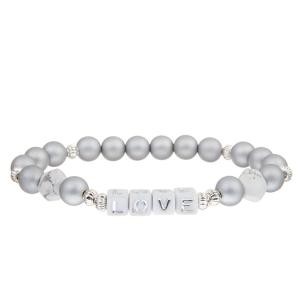 China 8mm Silver Stone Beaded Love Bracelet For Women Fashion Jewelry Wholesale wholesale