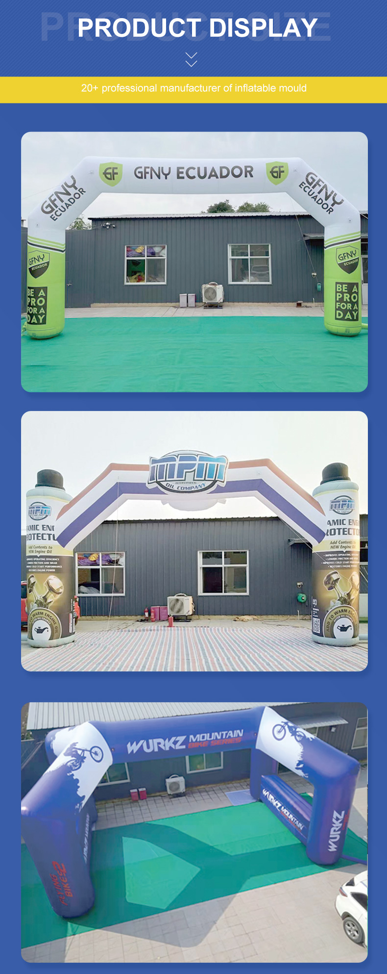 Oxford outdoor giant advertising oxford inflatable arch with support for inflatable decorations