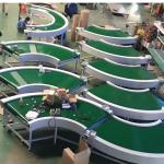PVC Curve 90 Degree Belt Conveyor , Slat Powered Belt Conveyor For Food Industry