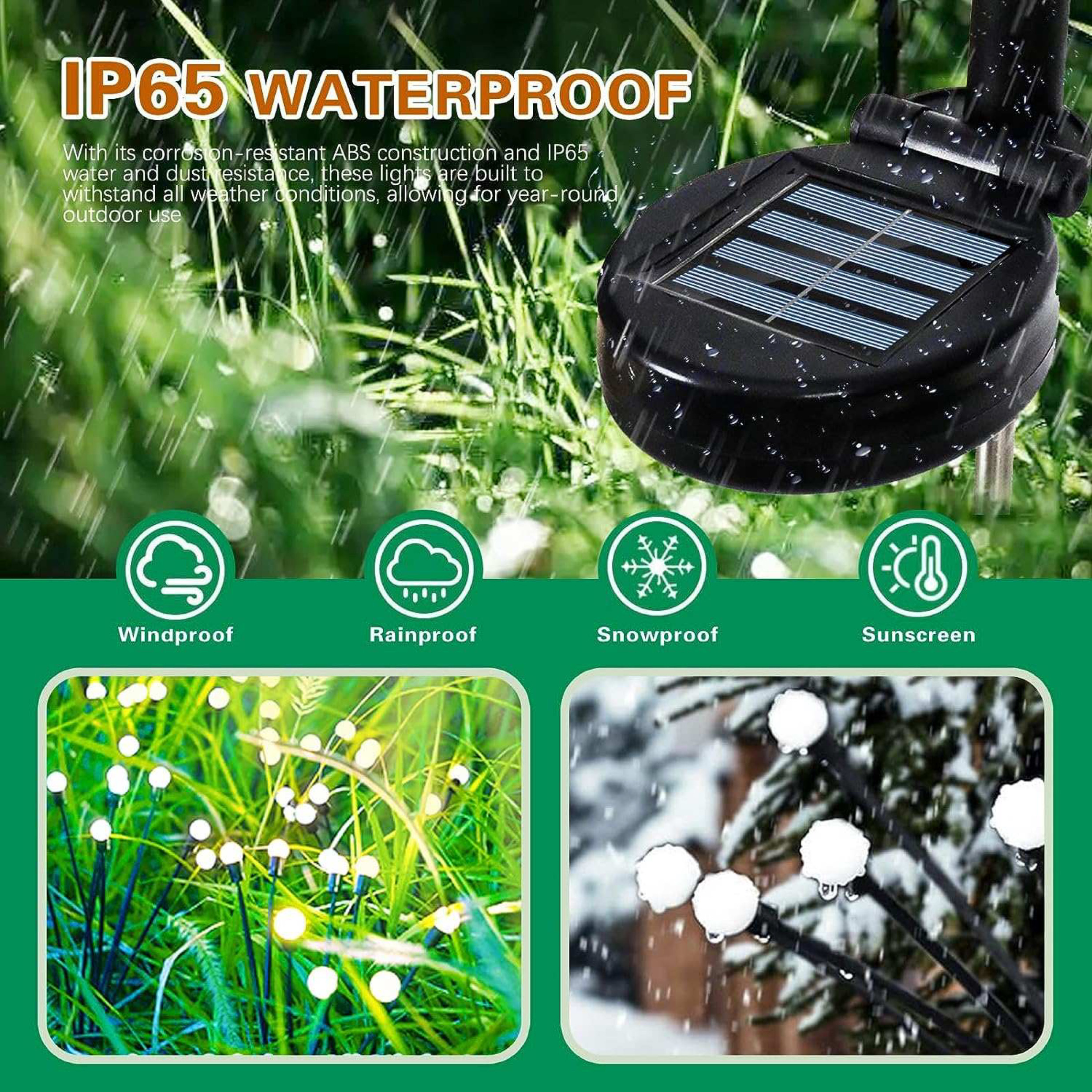 Led Solar Powered Wind-Powered Swaying Firefly Lamp Garden Outdoor Rgb Firework Light