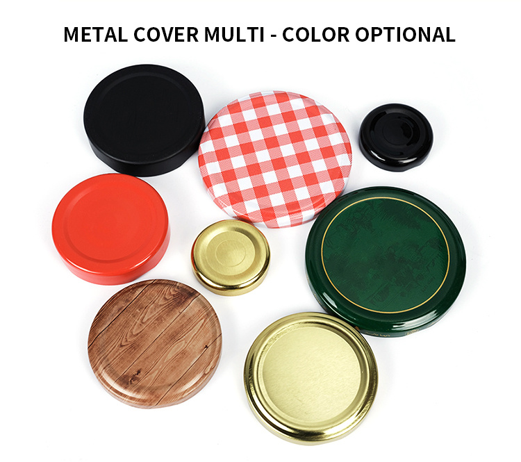 Glass Jars with Lids 50ml 80ml 100ml 150ml 200ml 280ml 500m 730ml Square Glass Jars with Black Metal Lids for Storage Food Honey