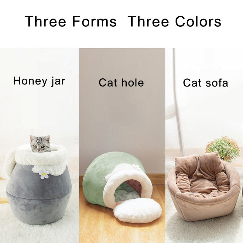 Plush Soft Pet Bed Portable Warm Outdoor Cat House For Winter