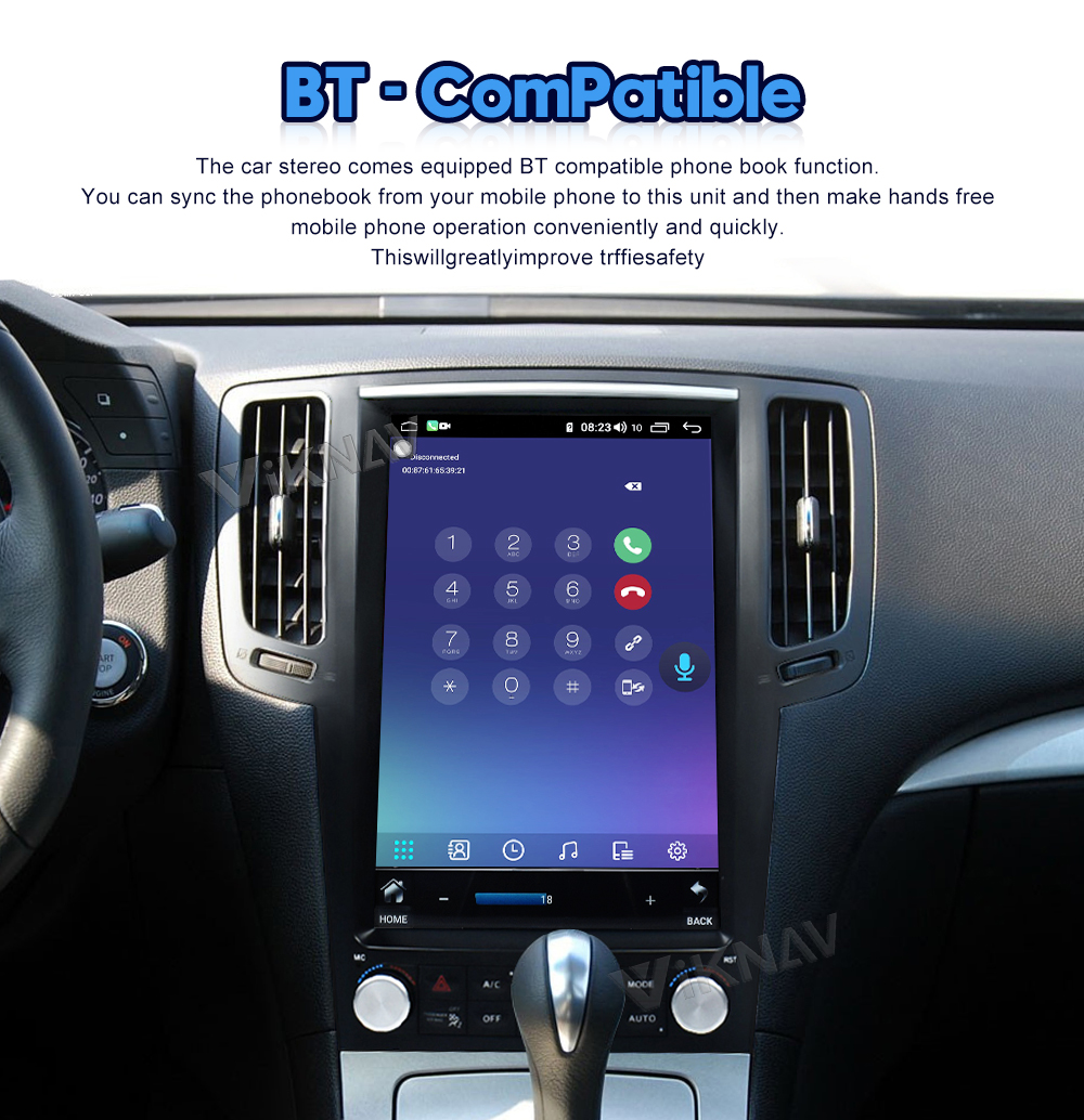 Viknav Car Radio For Infiniti G25 G37 (2004-2013)12.1 Inch Android13 Rear View Navigation GPS Original Car Function
