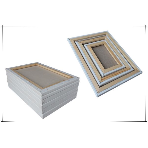 Blank White Stretched Canvas with Pine Wood Frame and Waterproof 280g Cotton Linen for Acrylic Oil Painting