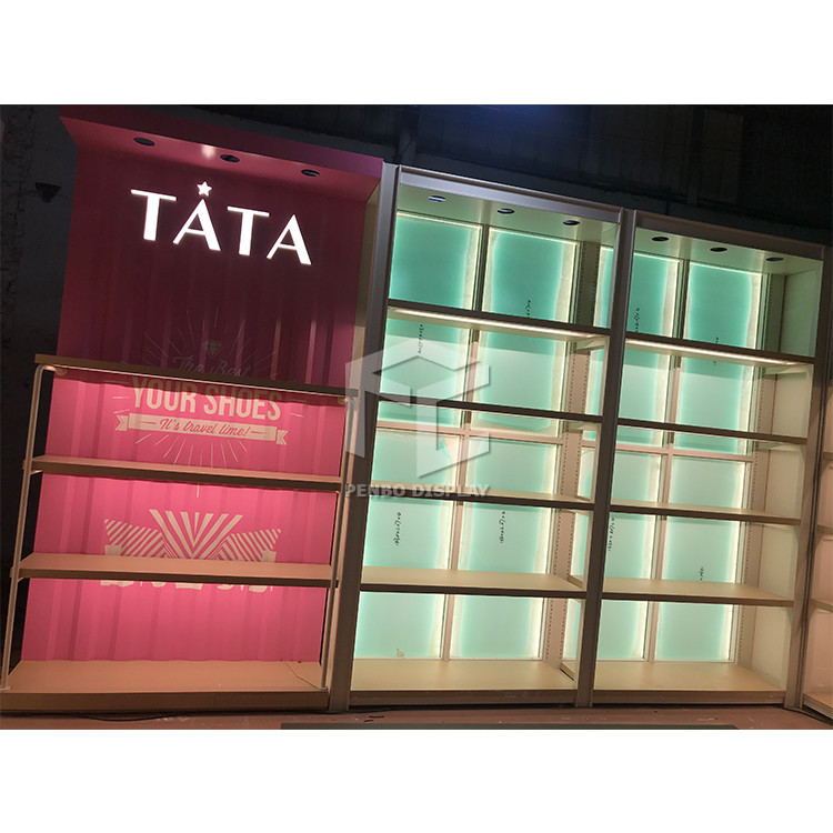 Modern Shoe Display Racks Electroplate Interior Layout Design Shoe Shop Fittings