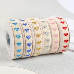 China 16mm*9m Heart Pattern Jacquard Cotton Ribbon For Clothing Accessories wholesale