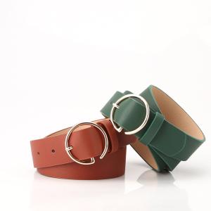 China Female Strap Pu Leather Belts 104cm Round Buckle Belt wholesale