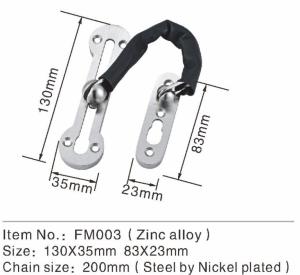 China Zamak Security Anti Theft Chain Door Fitting Hardware For Hotel / Interior Swing Door wholesale