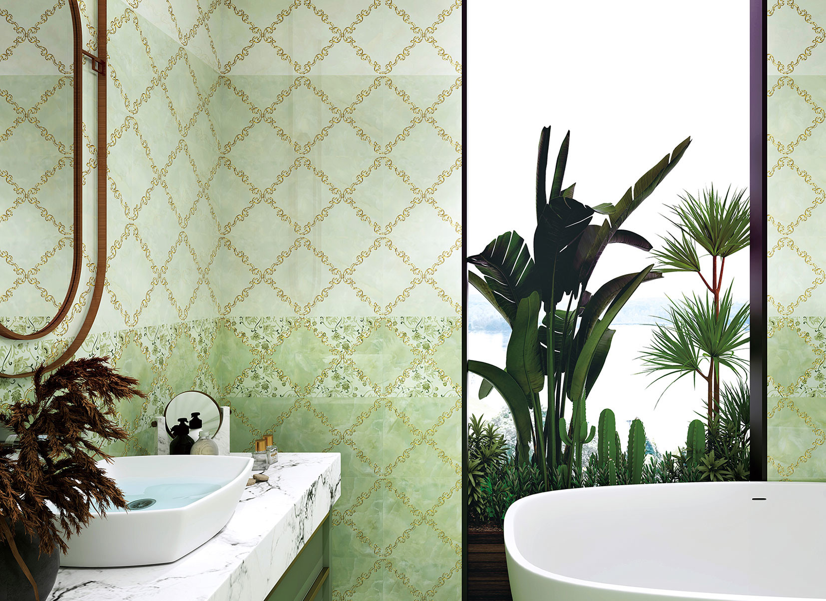 Scratch-Resistance 300x600mm Indoor Wall Tiles And Green Glazed Ceramic Tile For Bathroom Design