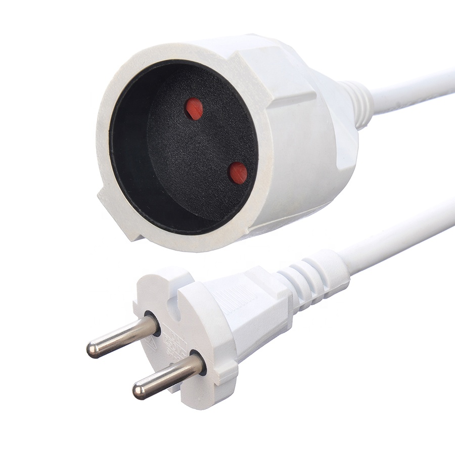 White 2 Pin Home Appliances Power Supply Cord Direct 1.5M Length or Customized VDE 10A Plug Power Cords Extension Cords