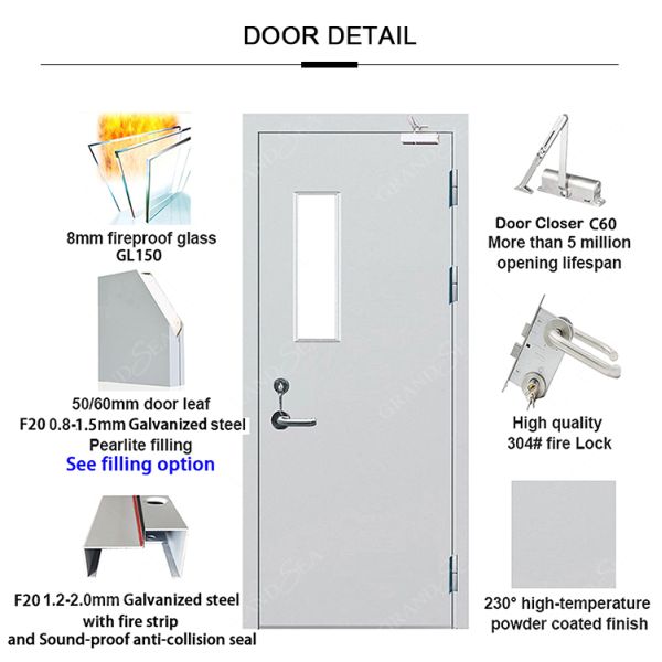 Sheet Metal Fire Rated Steel 60 90 Minutes Fire Resistant Door Double Leaf Safety Emergency Exit Metal Fire Rated Steel Door
