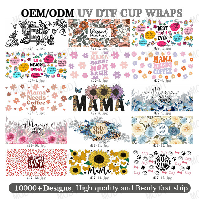 Custom Mama'S Day UV DTF Transfers For Libbey Glass Tumblers Durable And Washable Designs