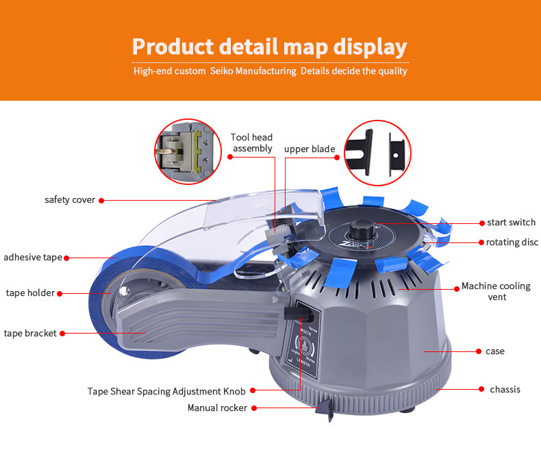 NSA Gummed Paper Turntable Tape Dispenser , Automatic Sealing Tape Dispenser