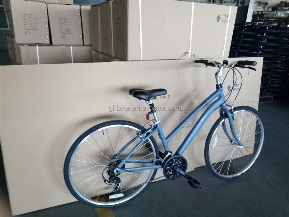 Customize Aluminum Frame 21S Women's Urban Bike Fitness Bikes Hybrid Bicycle for Adult