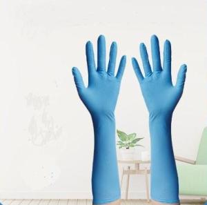 China Household Extended Cuff Nitrile Exam Gloves Disposable 400mm Length wholesale