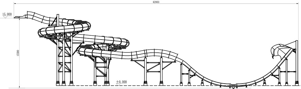 Fiberglass Water Park Slide Commercial 15m Dual Flume Cobra Water Slide