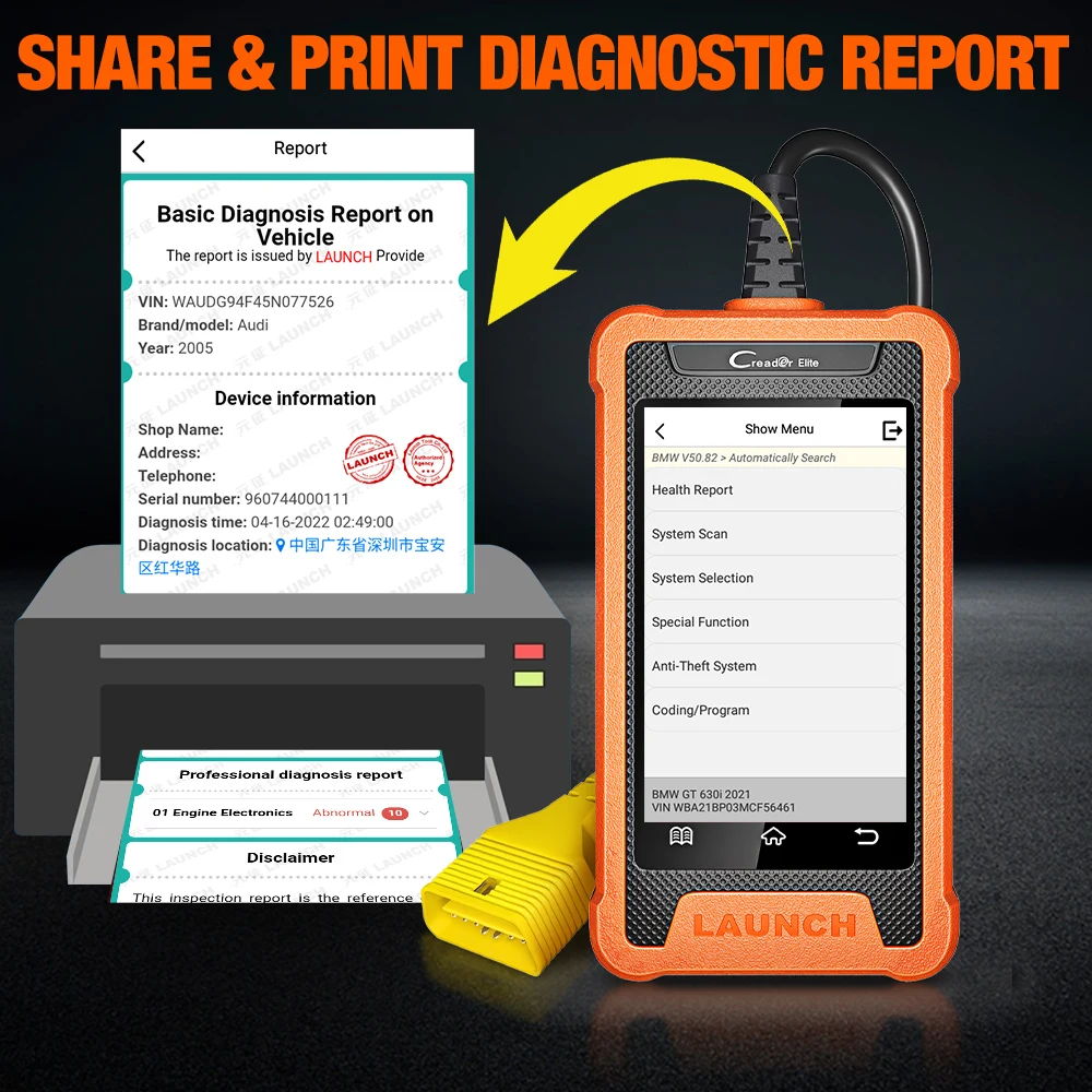 LAUNCH X431 Elite Car Full System Diagnostic Tools Auto OBD OBD2 Scanner Active Test ECU Coding Multilingual Free Update