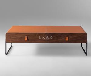 China Italian Modern Style Fancy Leather Metal Legs Coffee Table wholesale