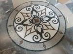 Emperador Flower Mosaic Tile Wall Art , Round Outdoor Mosaic Art Projects