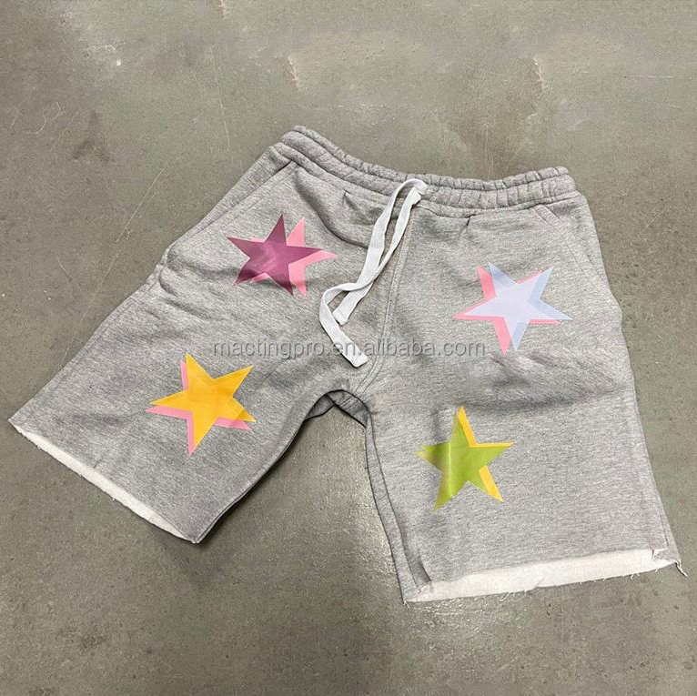 Customized Labels Mens Sweat Shorts Distressed Cut Raw Hem Edge Shorts for Sports