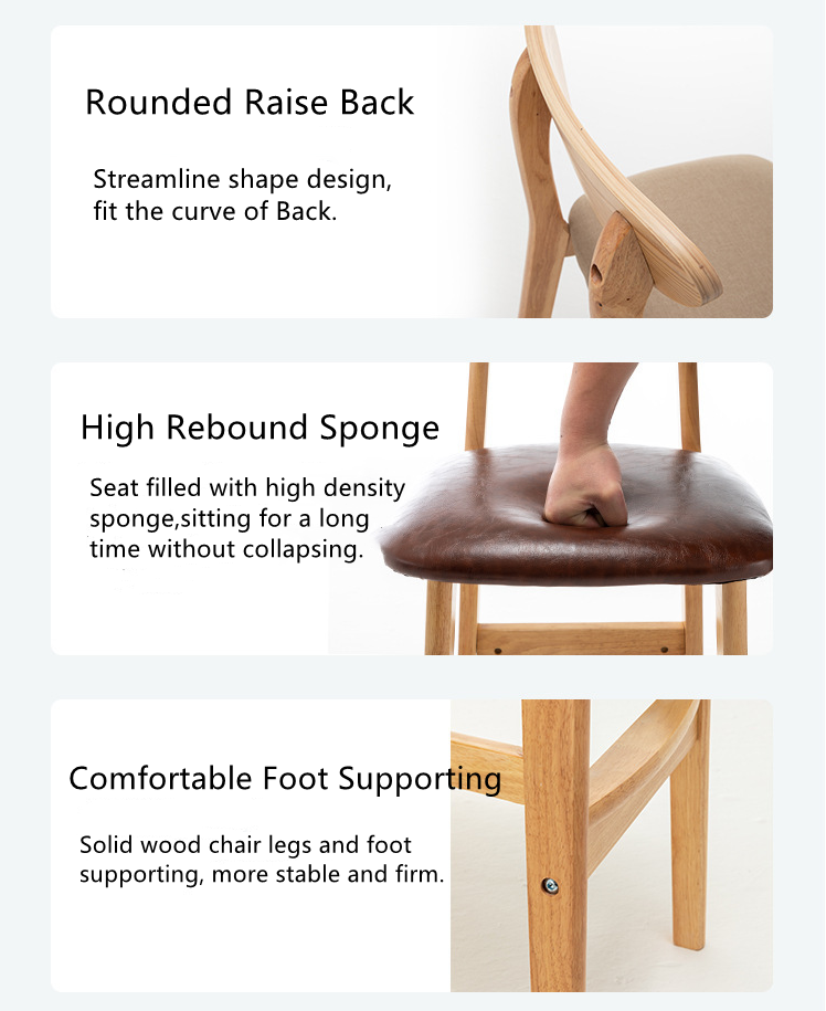 Contemporary Design Style Wooden Bar Chair Stools for High Table in Living Room