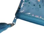 Clear Small Plastic Gift Bags , Glitter Gift Pouch Blue Star For Christmas