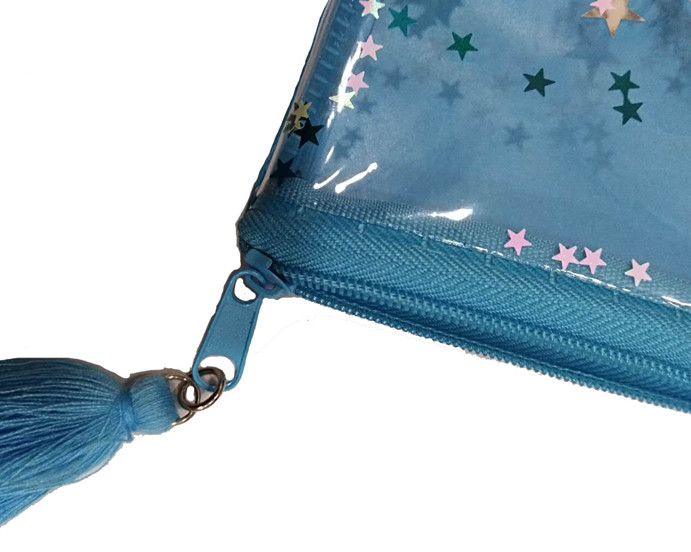 Clear Small Plastic Gift Bags , Glitter Gift Pouch Blue Star For Christmas