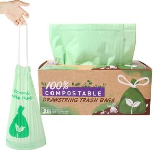 China Customizable Compostable Drawstring Garbage Bags With Retail Dispenser Box wholesale