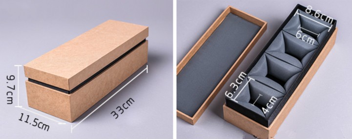 Custom Rigid Brown Kraft Paper Square Mug Bowl Storage Vase Packaging for Chinese Tea Cup Saucer Set