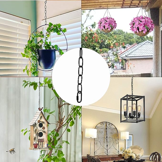 Black Coated Suspension Chain for Versatile Hanging of Lighting Mirrors or Pictures