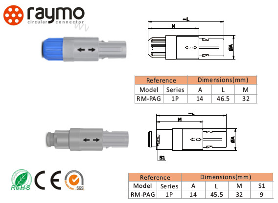P Series PAG PKG IP50 Circular Plastic Connectors for Medical Device